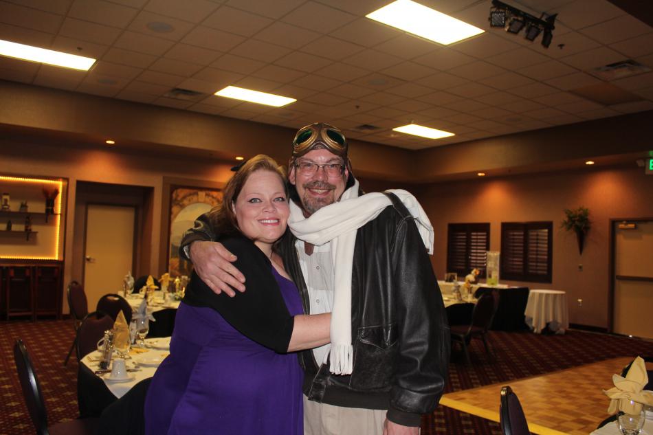 James and Lisa dressed as a pilot and flapper girl