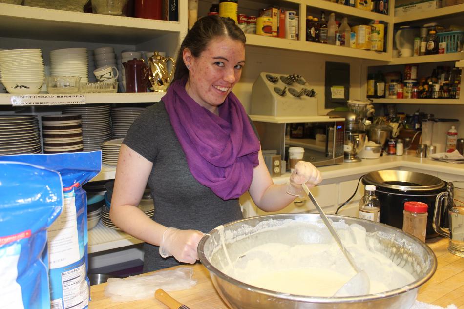Shannon Brazil stirs pancake batter