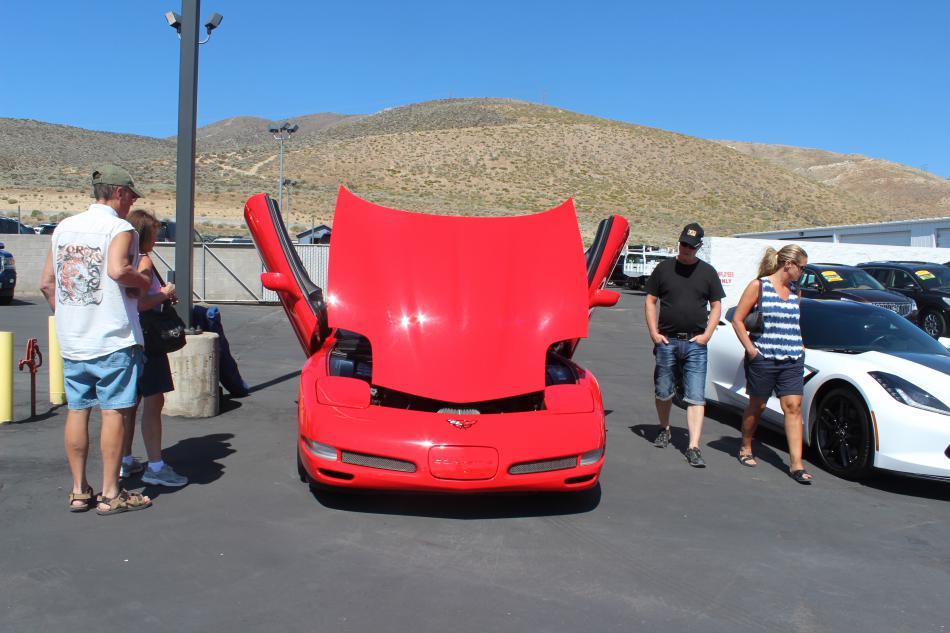 A red shiny Corvette
