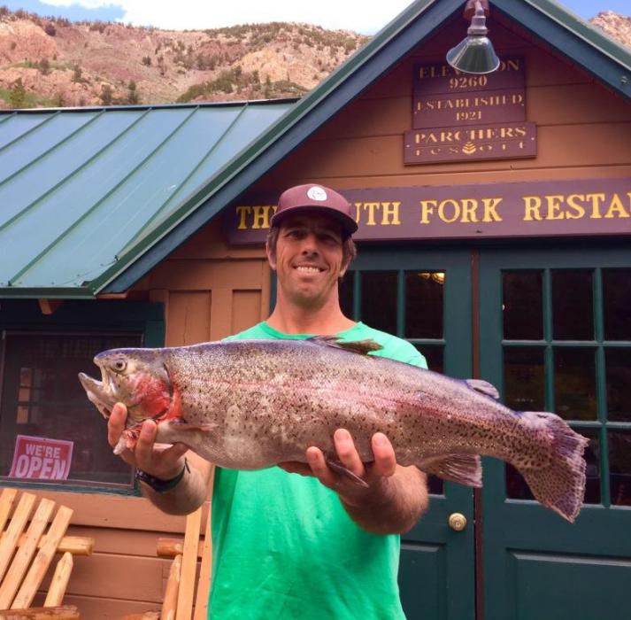 9.92 pound rainbow caught at North Lake, west of Bishop, CA. Photo courtesy of Parchers Resort