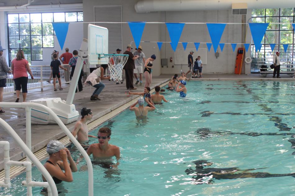Kids await the whistle to start the 12 annual triathlon