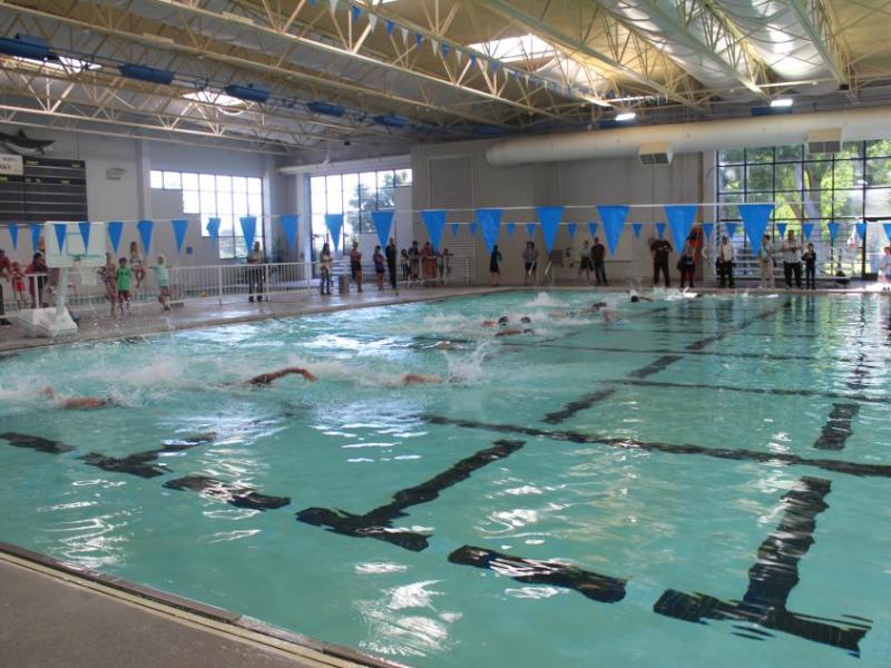 The Triathlon begins with a 300 meter swim for the 13 to 18 year olds