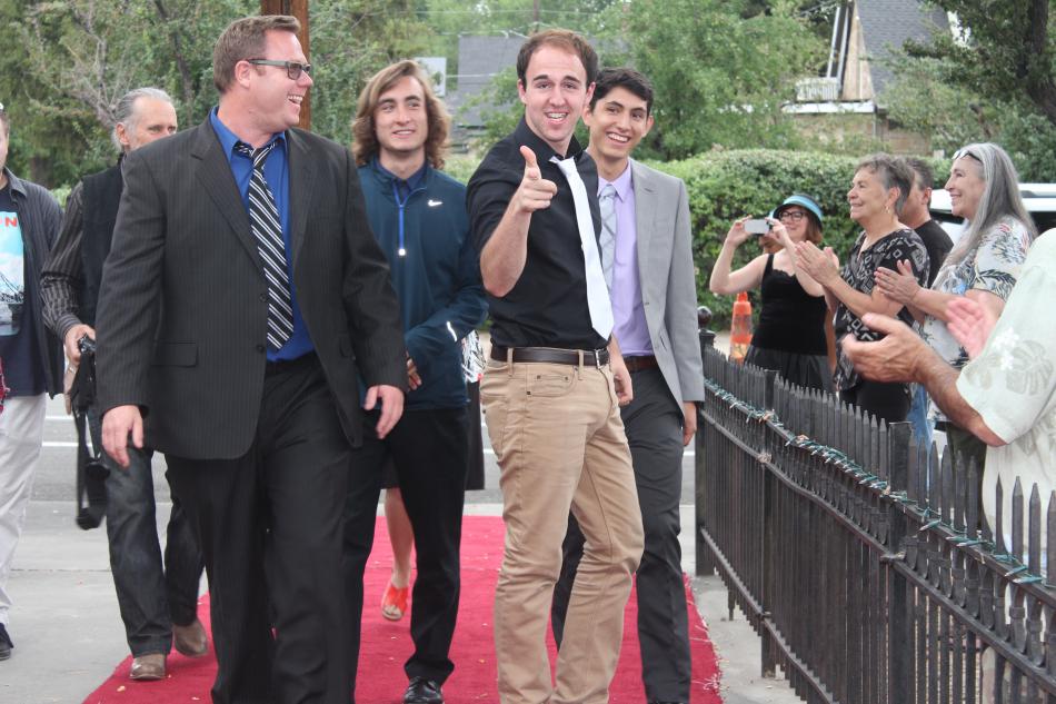 Ryan, Jose, Emery, Joe, Chris and Sandy make their way across the red carpet