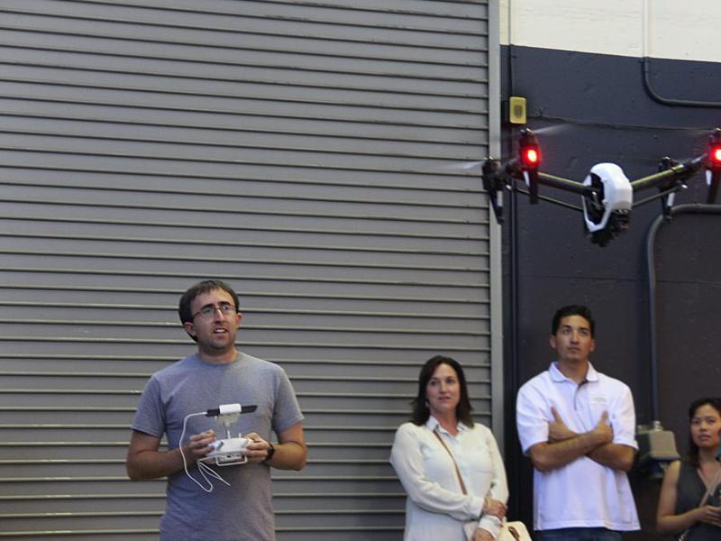 UNR assistant professor Richard Kelley demonstrates a drone used to locate hazardous waste at an EPA clean-up site.
