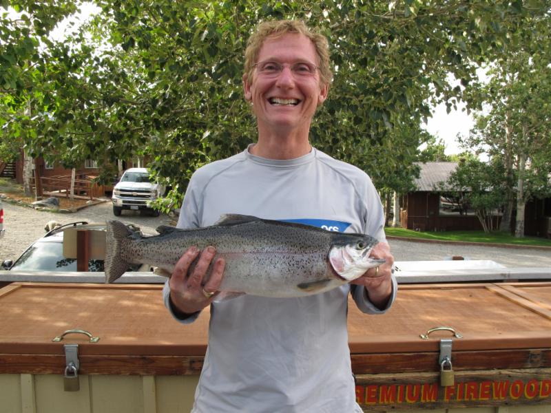 A happy angler at Convict Lake, Calif. Photo courtesy of the Convict Lake Resort