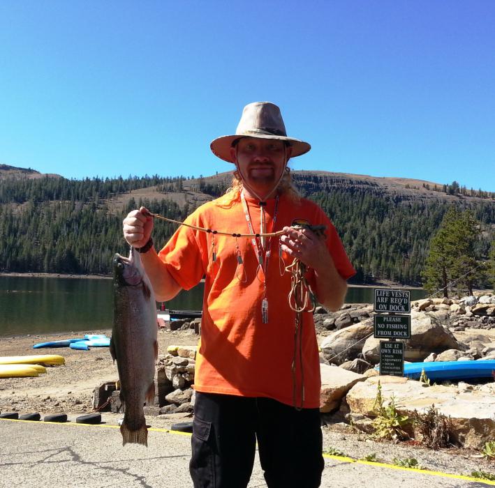 6 pound rainbow on a fly at Caples Lake, Calif. on Sept. 18. Photo courtesy of the Caples Lake Resort