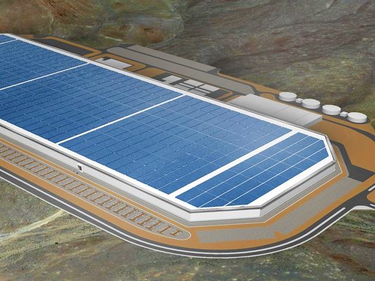 A rendering of the completed Gigafactory 1 for Tesla Motors east of Reno. (Photo: Tesla Motors)
