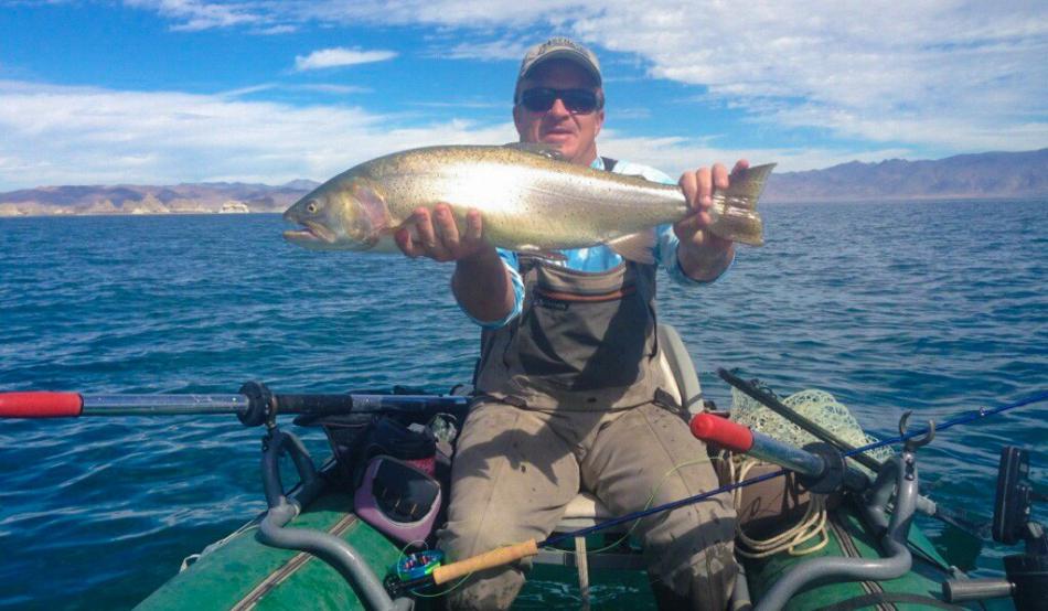 Rob Anderson of Reno with a Pyramid Lake Cutthroat Trout. Photo courtesy of Rob Anderson