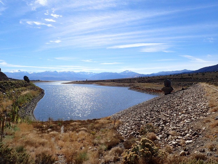 Bridgeport Reservoir's low water level. Photo courtesy of Tom Loe of Sierra Drifters.