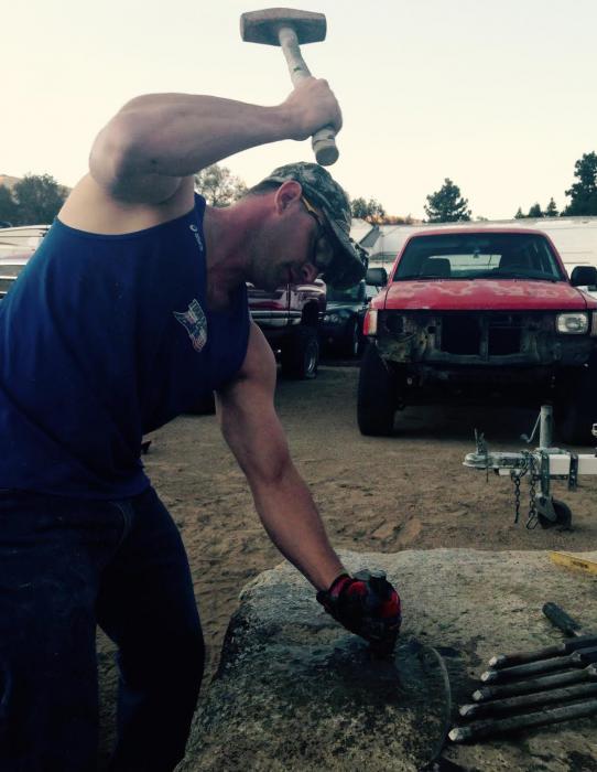Ryan Green drills behind Rupert’s Precision Gemcutting in preparation for Saturday’s World Championship event.