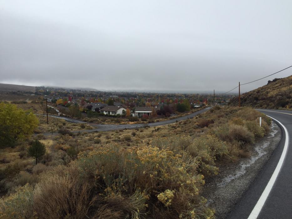 Rain showers and a few snow flakes reached Carson City on Monday.