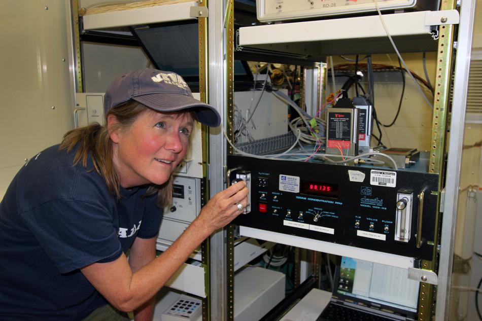 Mae Gustin during a multi-institutional Reno Atmospheric Mercury Experiment at UNR's Main Station Field Laboratory.