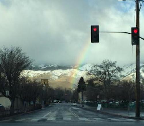 Rainbow spotted over Carson City this first day of winter. Photo courtesy of Lee Gorlin