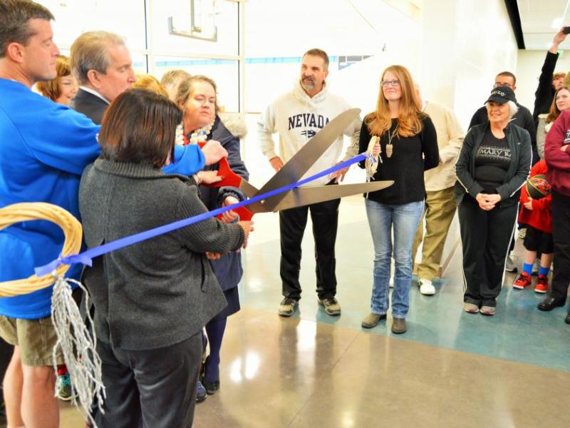 Ribbon cutting ceremony in the mezzanine of the brand-new MAC