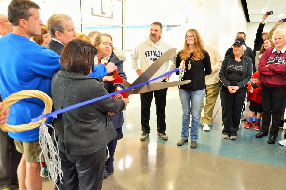 Ribbon cutting ceremony in the mezzanine in the brand-new MAC.