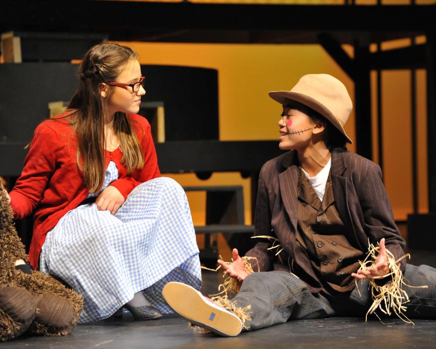 Photo courtesy Shani Nichols. Hannah Walker as Dorothy (left) and Sophia Sayson as the Scarecrow.