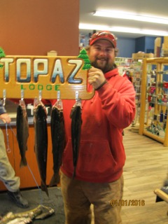 Aaron Wilson with his catches at Topaz Lake.
