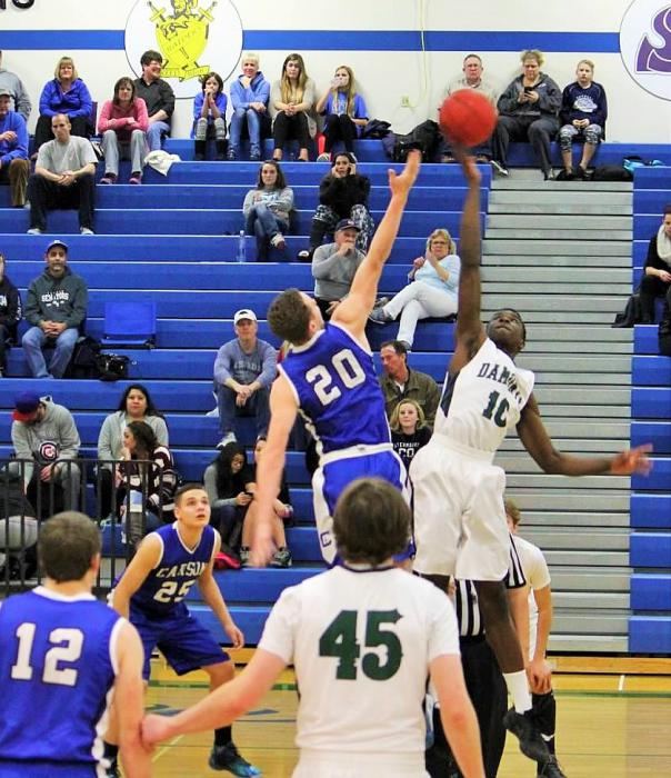 Tez Allen (20) competes for a jump tip Friday night against Damonte Ranch. Photo courtesy Jenn Minifie.