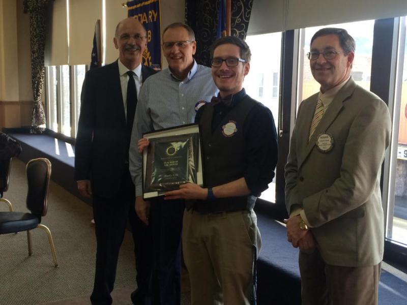 Mr. Kois is pictured with Rotary President Fernando Serrano, Sierra Lutheran Pri