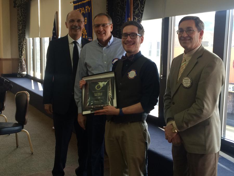 Mr. Kois is pictured with Rotary President Fernando Serrano, Sierra Lutheran Pri