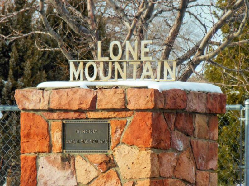 Front entrance to Lone Mountain Cemetery off Beverly Drive.