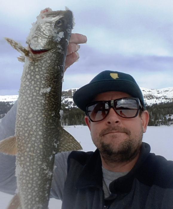 Drew Meteer jigging caught this trout at Caples Lake Resort.
