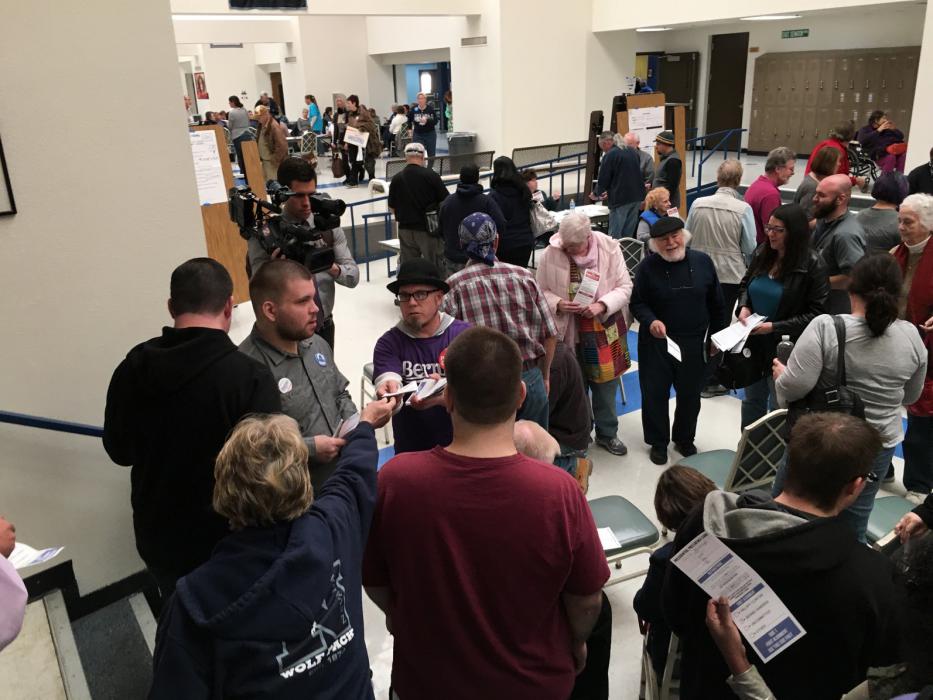 Caucus participants at Carson High School