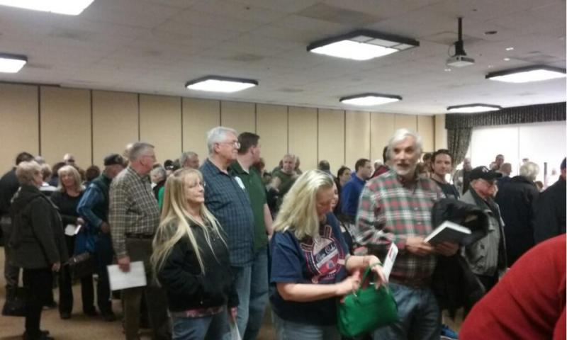 GOP caucus goers prepare to vote Tuesday night at the Carson Nugget. Photo by Brett Fisher