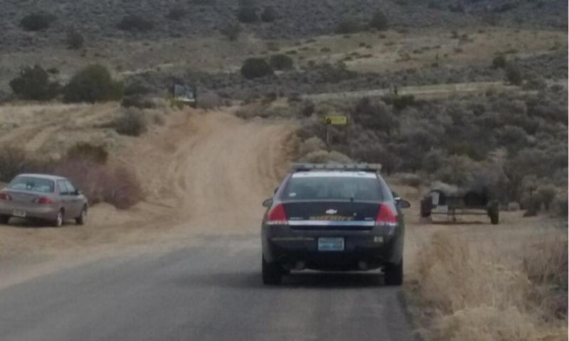 A Carson City sheriff's patrol car staged at Sedge Road. Photos by Brett Fisher