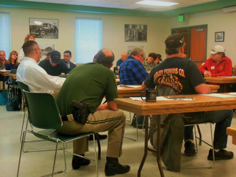 Community stakeholders gather Wednesday in the Ormsby Room at the Carson City Sheriff's Office.