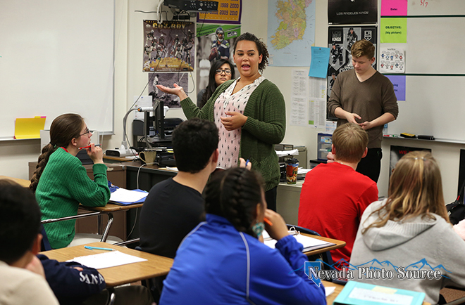 Hannah McDonald, training specialist with Partnership Carson City, at CHS. Cathleen Allison, Nevada Photo Source