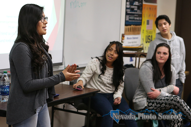 Diana Alonso, Noemi DeLaCruz, Aadra Reed and Jaime Gudino during CHS awareness training. Cathleen Allison, Nevada Photo Source