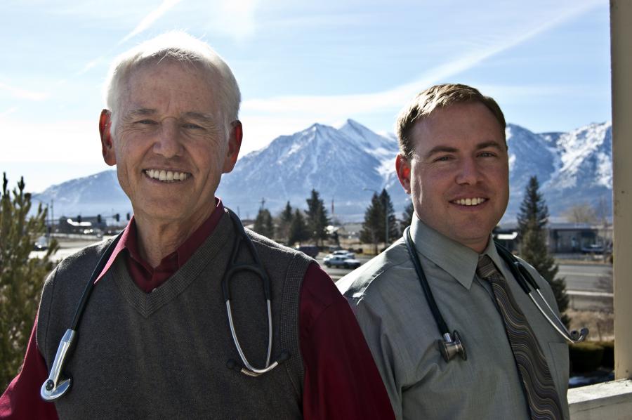 From left the Dr. David H. Johnson senior and son David A. Johnson, Physician of the Year.