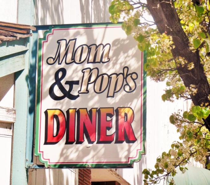 Mom & Pop's Diner sign fronting Carson Street.