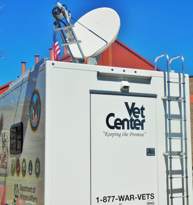 Satellite dish atop the Mobile Vet Center RV on the WNC campus.