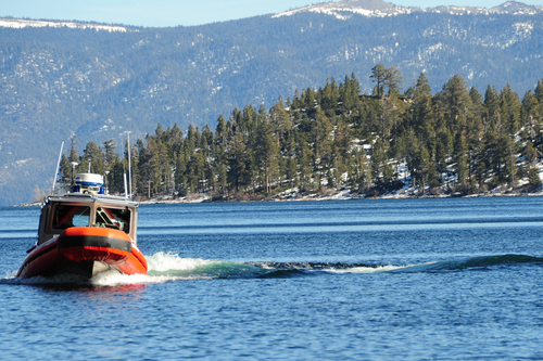 A Coast Guard response boat at Lake Tahoe. Photo by Pamela J. Manns, U.S. Coast Guard