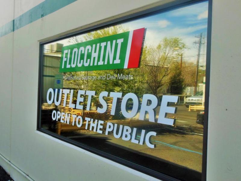 Storefront window of Flocchini Family Provisions, 259 Sage Street, Carson City.