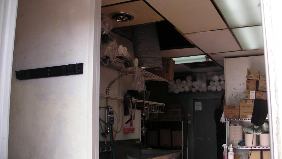 The burglars entered through the roof of the building and down a ceiling pipe.
