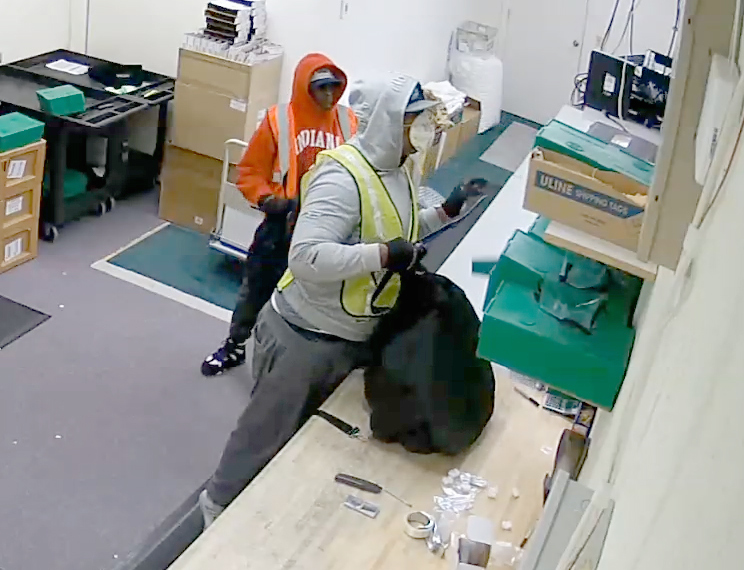 Surveillance from Monday's burglary at the BofA building in Carson City.