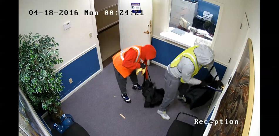 Surveillance from Monday's burglary at the BofA building in Carson City.