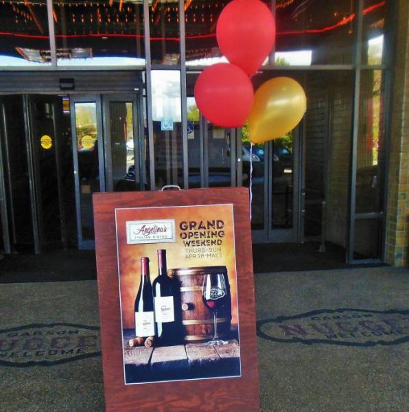 Photo by Lisa Fisher. Grand opening sign outside the Carson Nugget.