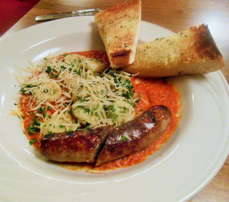 Photo by Lisa Fisher. Angelina's signature gnocchi dish with Italian sausage.