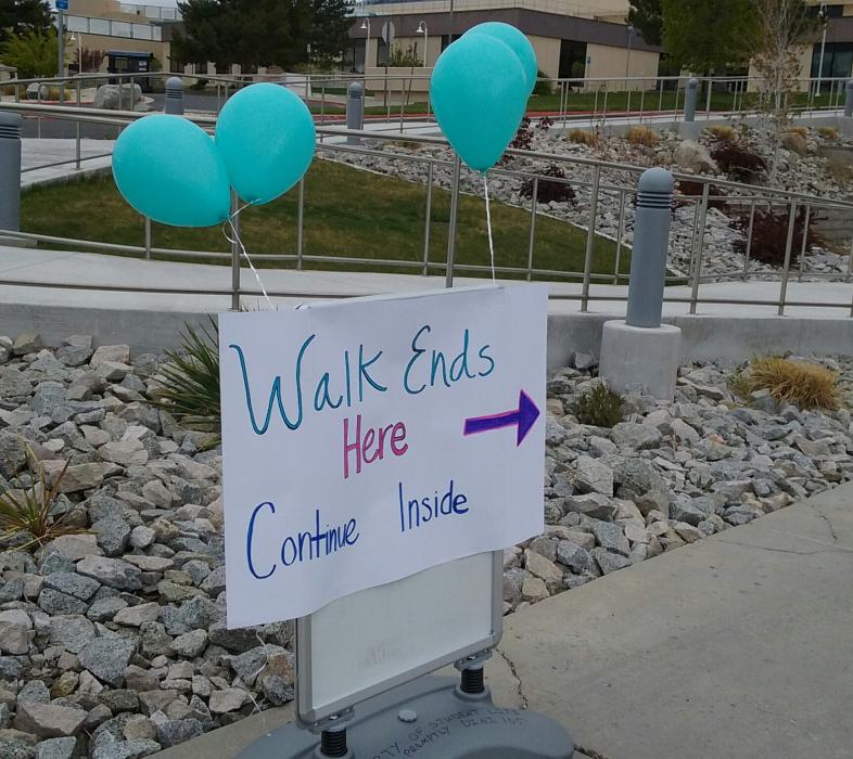 A sign out in front of the WNC student center marks the end of the walk.
