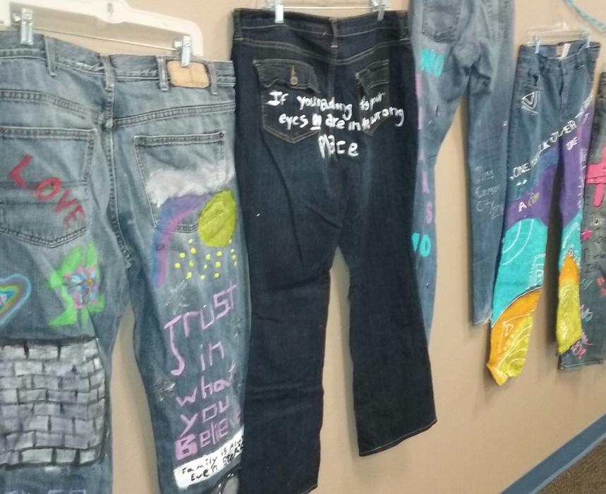 Denim display inside the WNC Student Center.