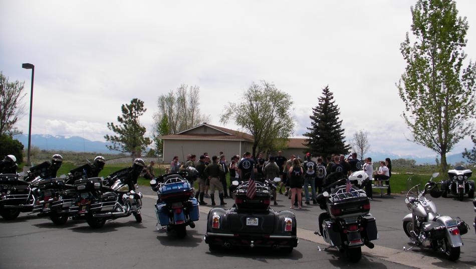 Carson City Sheriff's Office personnel gather prior to the arrival of the baton.