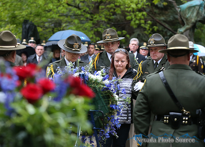 Rachel Howell, wife of Deputy Carl Howell, was joined by officers statewide Thursday. Cathleen Allison, Nevada Photo Source