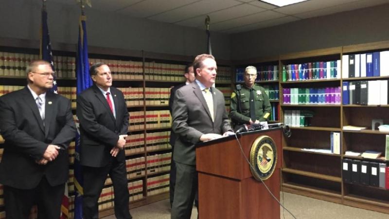 Daniel Neill talks during a press conference to discuss illegal prescription drugs. Photo used by permission of News 4-Fox 11