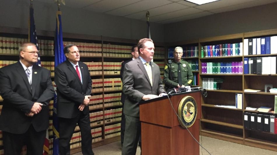 Daniel Neill talks during a press conference to discuss illegal prescription drugs. Photo used by permission of News 4-Fox 11
