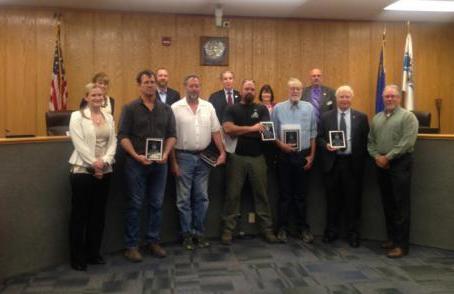 Chris DeWitt, Rick Stiver, Mort Dolan, Lee Hobold and Peter Barton received 2016 Historic Preservation Awards from Carson City.