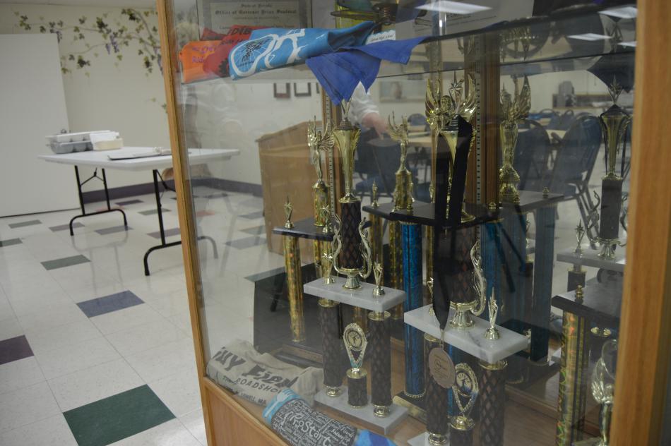 Trophy case inside the cafe of the CHS culinary arts department.